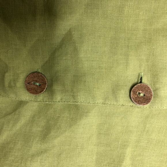 Free People Linen Mini Shirt Dress Button Front Neon Avocado Green New With Tags - Picture 5 of 11